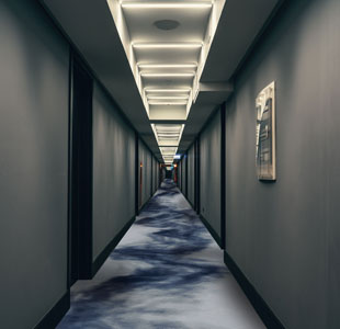 蓝色切割豪华酒店走廊地毯