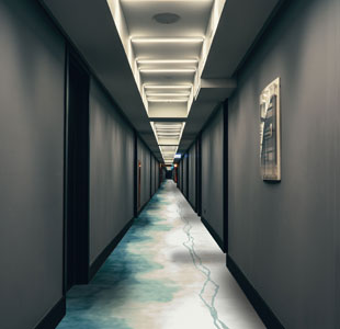蓝色切割现代走廊地毯242x286