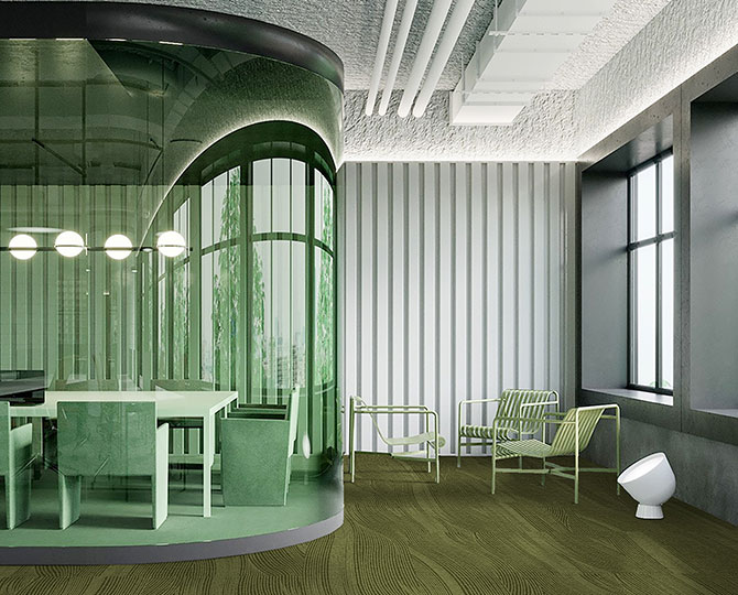 MINERA ANDES浅绿色环形现代办公室地毯瓷砖