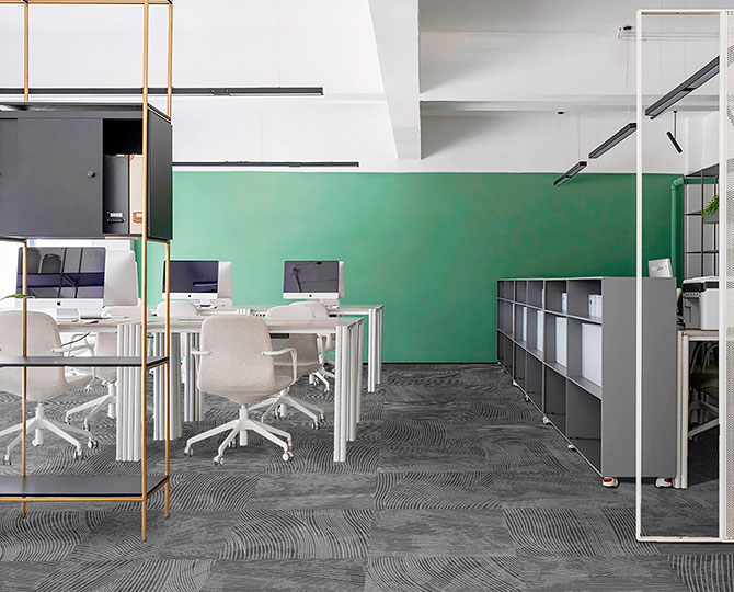 MINERA ANDES浅灰色环状现代办公室地毯砖