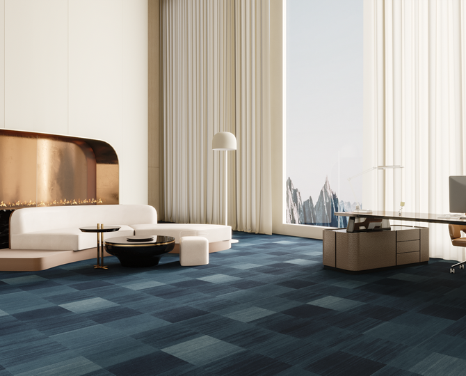 抽象线蓝圈现代商业地毯砖