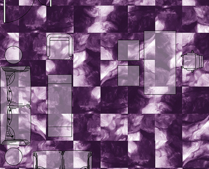 短暂的紫色环现代商业地毯砖