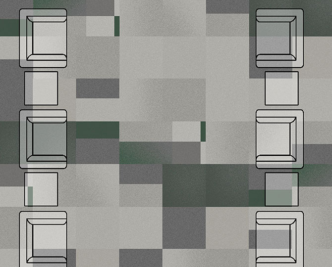 散射立方体绿环现代商业地毯砖
