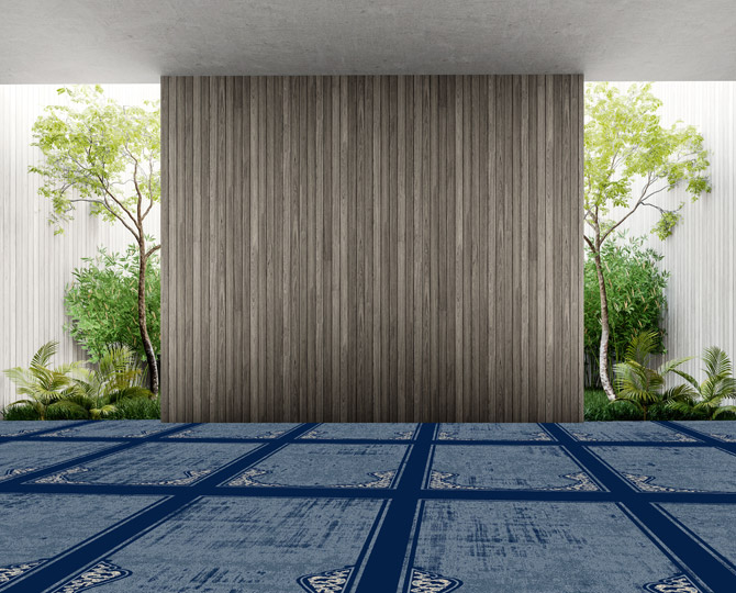 蓝色切割传统祈祷室地毯