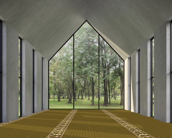 绿色切割传统祈祷室地毯